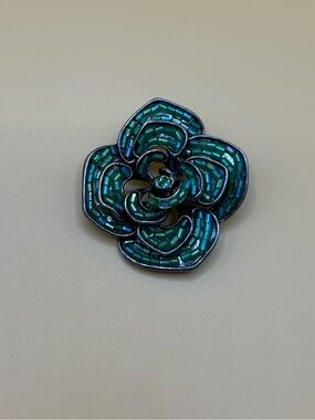 Green beaded Flower Brooch